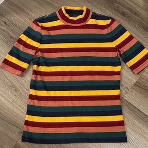 Madewell Colorblock Knit Top in Yellow, Navy, and Burgundy